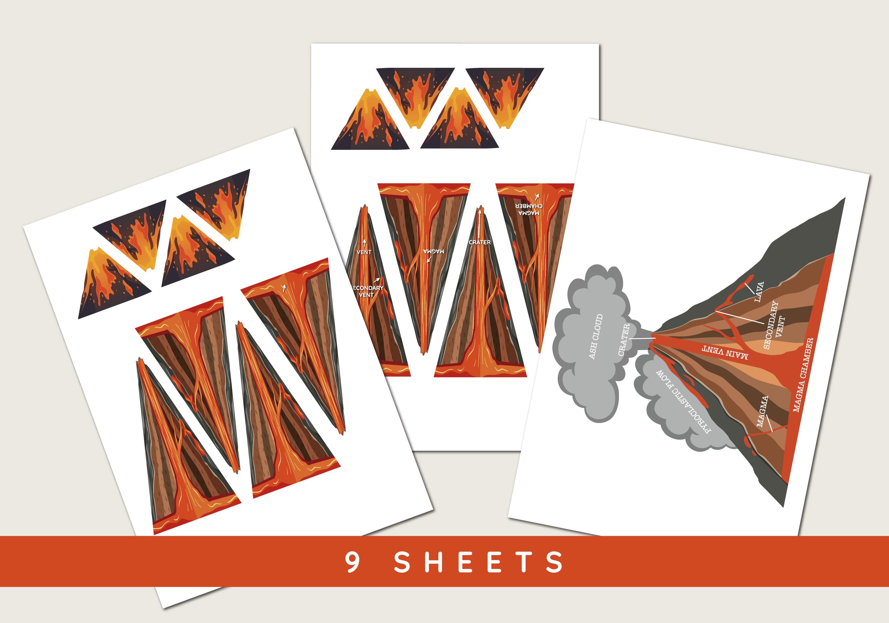 Volcano Learning Magnetic Tile Stickers: Educational Toppers