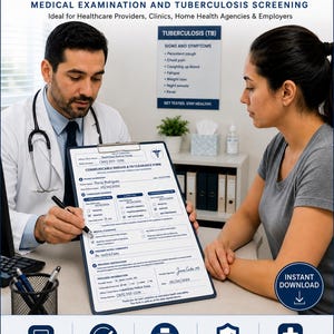 TB Screening & Medical Clearance Form | Communicable Disease Verification | Employment Health Certificate | Printable PDF