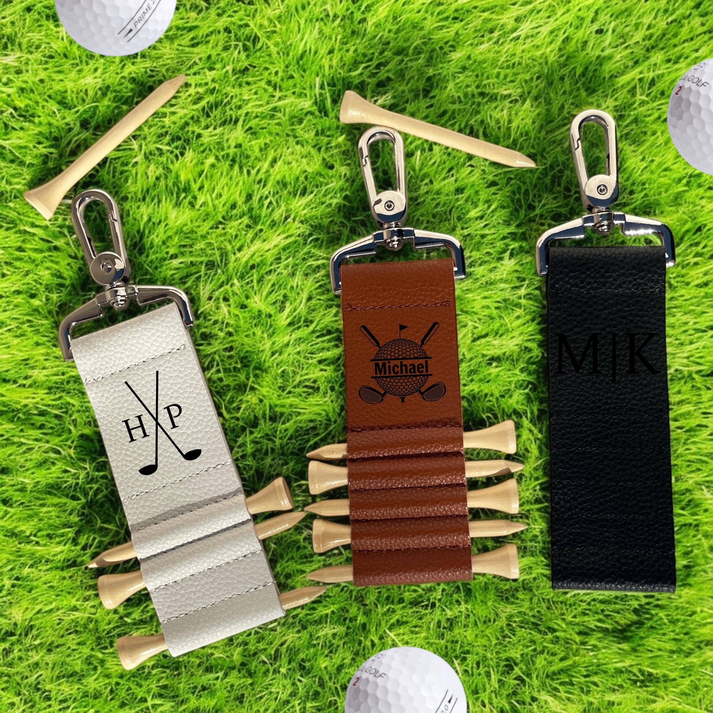 Personalised Leather Golf Tee Bag Tag | Custom golf bag tee holder | golf accessory bag | golf gift for dad | golf gifts for men accessories