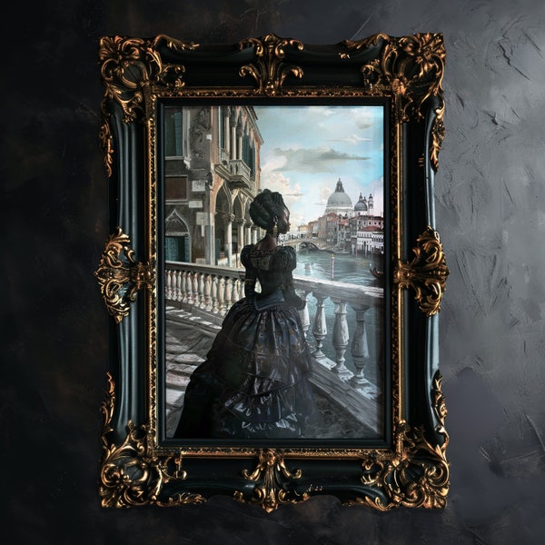Empress - Venice | Printable Art, Dark Renaissance Oil Painting, Portrait, Black Woman, Female Rage, Dark Academia Print, Digital Download