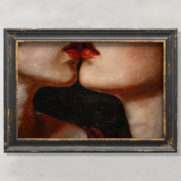 Les Femmes | Printable Oil Painting, Sapphic Art, Dark Renaissance, Queer Love, Female Rage, Dark Academia Print, Digital Download, Vintage