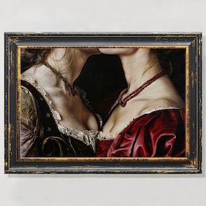 Roommates | Printable Oil Painting, Dark Renaissance, Queer Love, Female Rage, Dark Academia Print, Gothic Beauty, Digital Download, Vintage