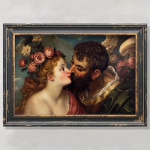 Divine Temptation | Printable Oil Painting, Greek Gods, Dark Renaissance, Love, Female Rage, Dark Academia Print, Digital Download, Vintage