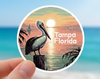 Tampa Florida Pixel: Art Pelican Sunset