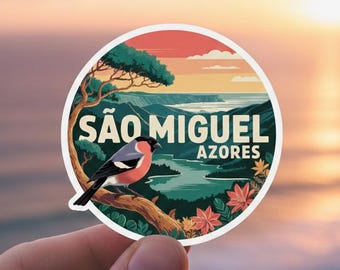 Pegatina de São Miguel Azores: Priolo Bird Nature Design