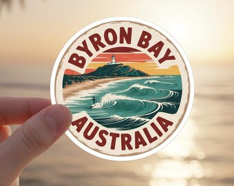 Byron Bay Australia Sticker: Retro Surf Design