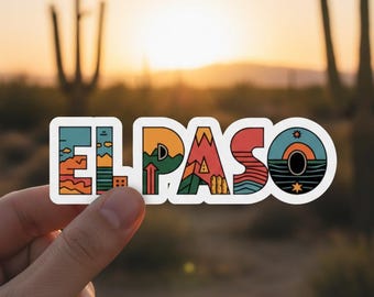 Pegatina de paisaje de El Paso, Texas: Calcomanía de viaje del suroeste