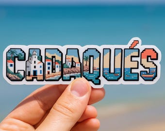 Cadaqués Pixel Art Sticker: Retro Coastal Spain