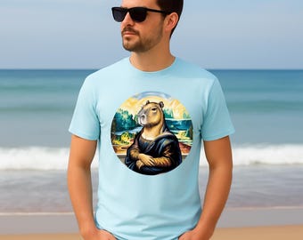 La Mona Capi T-Shirt: Funny Capybara Mona Lisa Art Parody