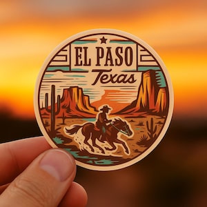Adesivi Texas City, El Paso Country Flair, Adesivi da viaggio, Decalcomanie per laptop, Decalcomanie in vinile, Decorazioni in stile sud-occidentale, Decorazioni in stile occidentale