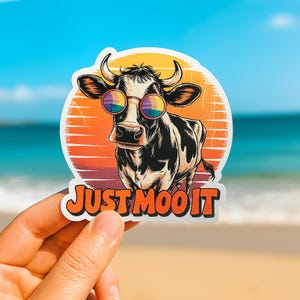 Just Moo It – Funny Cow Sticker | Dairy Lovers Vinyl Decal | Farm Animal Gift | Laptop, Water Bottle & Cow Nation Decor