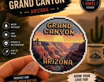 Grand Canyon Arizona Sticker: Pixel Art Sunset