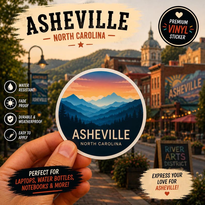 Asheville North Carolina: Blue Ridge Mountains Sticker image 1