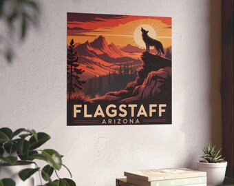 Flagstaff Arizona Poster: Howling Wolf Sunset Art Print