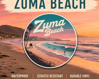 Pegatina de Zuma Beach, California: Atardecer costero