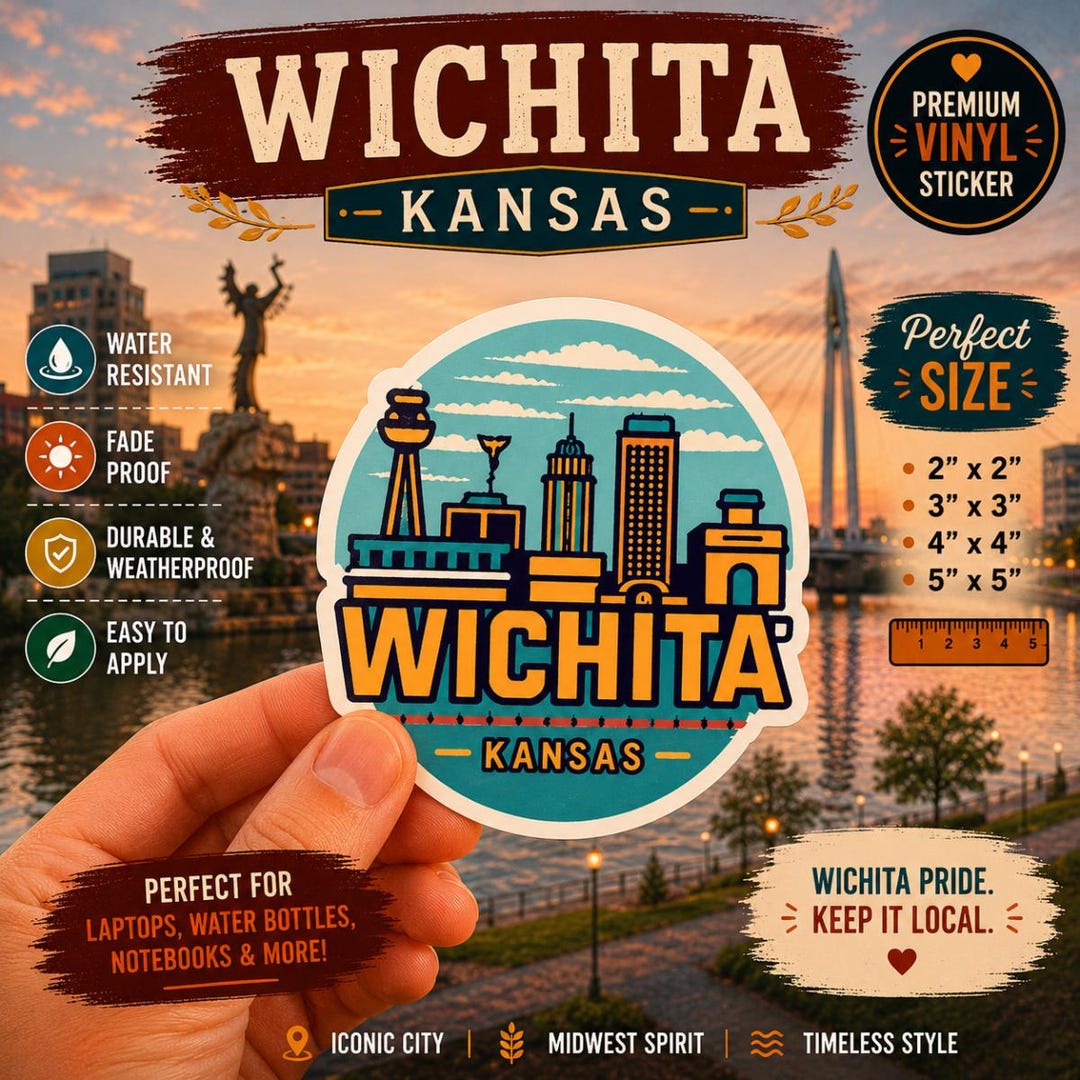 Kansas Weather Sticker Wichita Kansas Sticker: Retro Skyline - Etsy