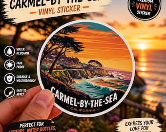 Carmel-by-the-Sea Sticker: Retro California Coastal Sunset