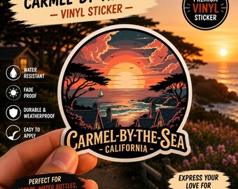 Adesivo Carmel-by-the-Sea: illustrazione del tramonto costiero
