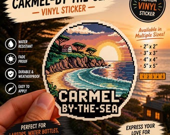 Adesivo Carmel-by-the-Sea: Pixel Art retrò California