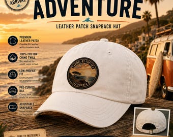 Cappello Carmel-by-the-Sea California: berretto da papà con tramonto costiero, berretto retrò con toppa da spiaggia