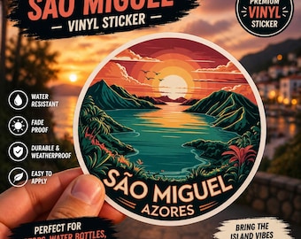 São Miguel Azores Sticker: Retro Island Travel Design