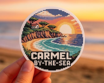 Carmel-by-the-Sea Sticker: Retro Pixel Art California