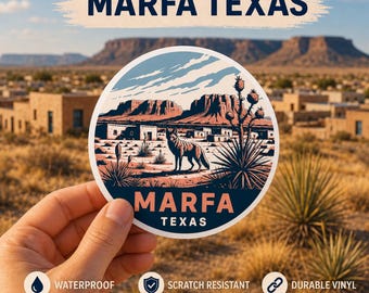 Pegatina del desierto de Marfa, Texas: Vinilo adhesivo de coyote