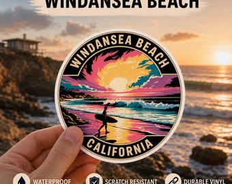 Playa Windansea, California: Pegatina de puesta de sol sobre olas