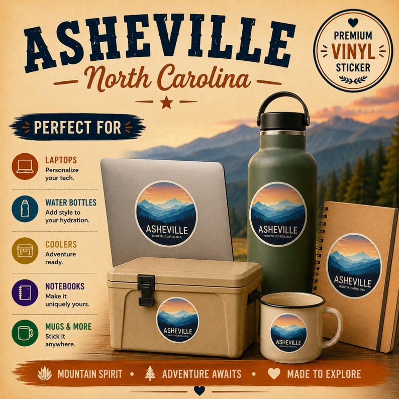 Asheville North Carolina: Blue Ridge Mountains Sticker image 7
