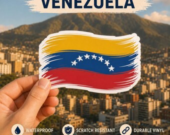 Pegatina de la bandera de Venezuela en píxeles: Diseño de arte con pinceladas