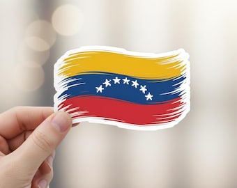 Pegatina de la bandera de Venezuela en píxeles - Diseño artístico con pinceladas