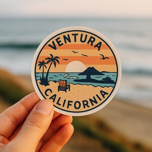 ステッカーシート、ベンチュラ カリフォルニア サンセット デザイン、スクラップブッキング、バレットジャーナル、ラップトップ デカール、プランナー アクセサリー