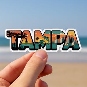Tampa Florida Retro Sticker: Vintage Coastal Art Souvenir