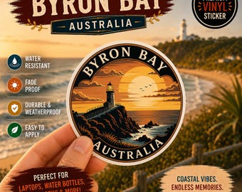 Adesivo di Byron Bay, Australia: Tramonto al faro