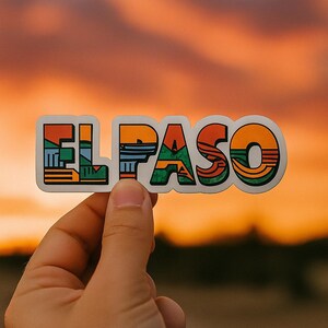 Naklejki do rysowania El Paso, Texas City, Minimalistyczne naklejki dekoracyjne Southwest Desert, Kolorowe akcesoria do planowania podróży w USA, Miejskie biuro domowe