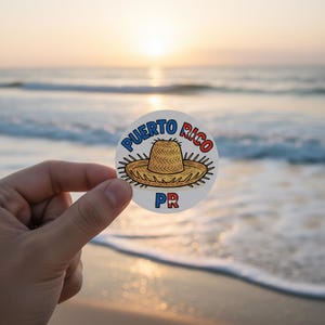 Puerto Rico Pava Sticker: Cultural PR Straw Hat Vinyl Decal