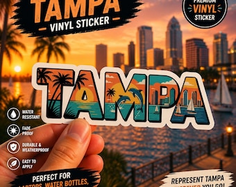 Tampa Florida Retro Sticker: Vintage Coastal Art Souvenir