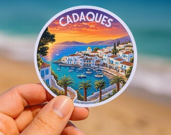 Cadaqués Spain Sticker: Mediterranean Coastal Sunset Art