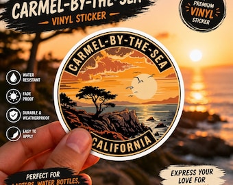 Carmel-by-the-Sea California Sticker: Cypress Tree Sunset Decal
