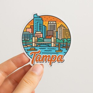 Cityscape Serenity Kiss-Cut Stickers, Tampa Twilight Decor, Scrapbooking, Laptop Sticker, Sticker Reisdagboek, Vinyl Decal