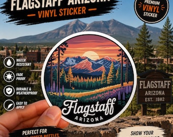 Flagstaff Arizona Sticker: Mountain Sunset Design