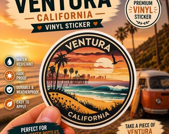 Ventura California Sticker: Sunset Surf Beach Decal