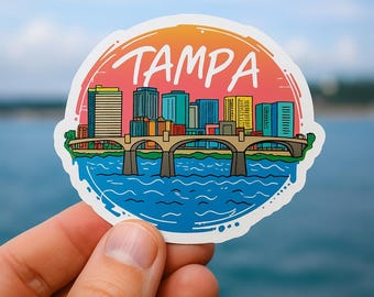 Pegatina del atardecer en Tampa, Florida: Paisaje urbano