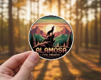 Alamosa Colorado Pixel Wolf Sticker