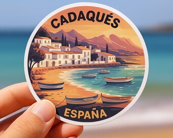 Cadaqués Sunset Sticker: Mediterranean Coastal Art