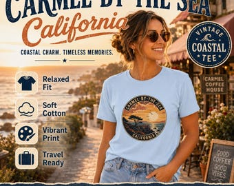 Camiseta Carmel-by-the-Sea California: Camiseta retro con estampado costero
