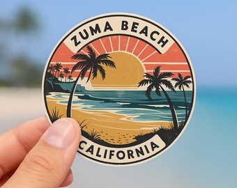 Pegatina de Zuma Beach: estilo surf retro californiano