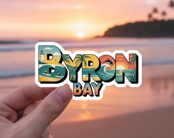 Byron Bay Australia Sticker: Retro Surf Design