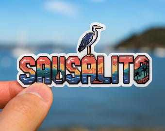 Sausalito Kalifornien-klistermärke: Pixelkonst 8-bitars