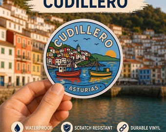 Cudillero Asturias España: Pueblo Costero Pegatina